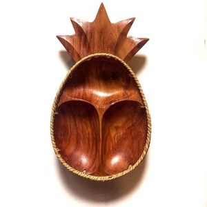 Pineapple carved wooden islander candy & apps dish